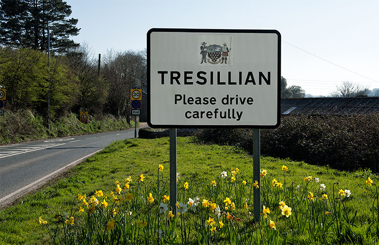 Eastern approach to Tresillian Village photo copyright Keith Littlejohns